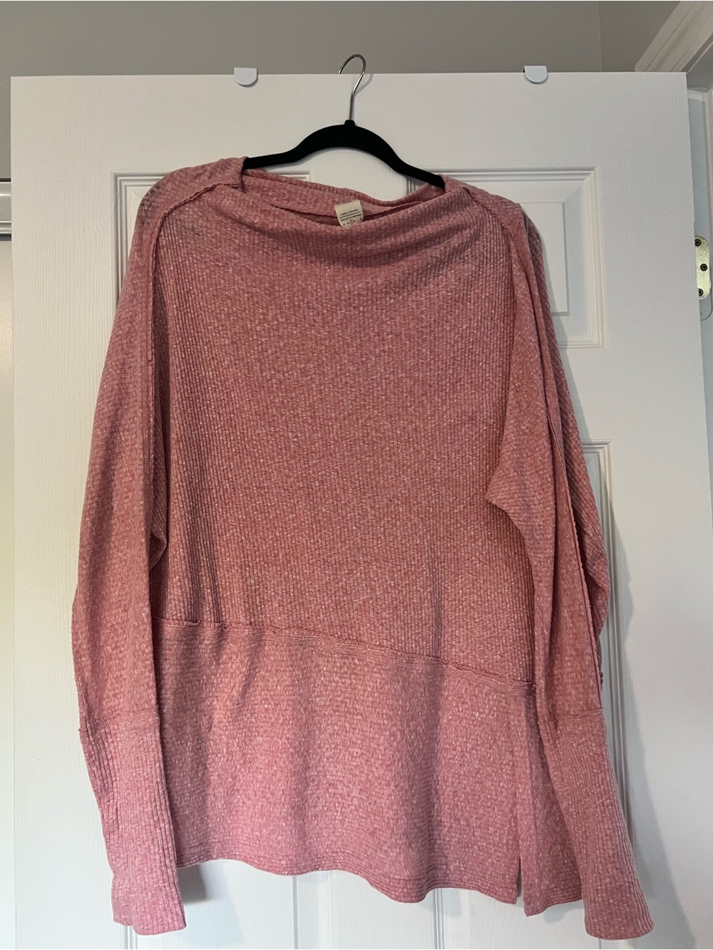 We The Free Dusty Pink Ribbed Cowl Neck Sweater